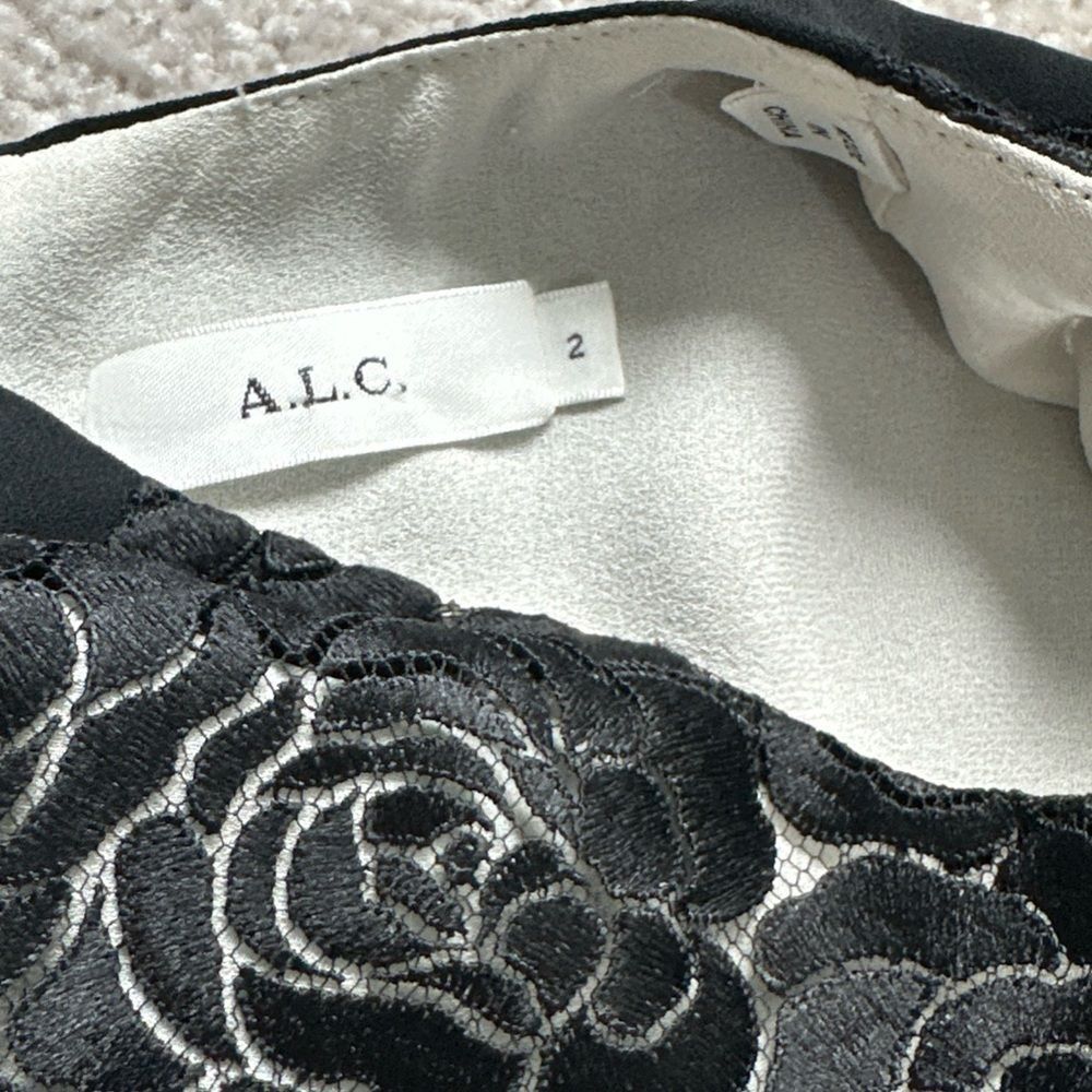 A.L.C. ALC Thompson Black Lace Overlay Pencil Skirt & Top Set Womans Sz 2 - Picture 15 of 16